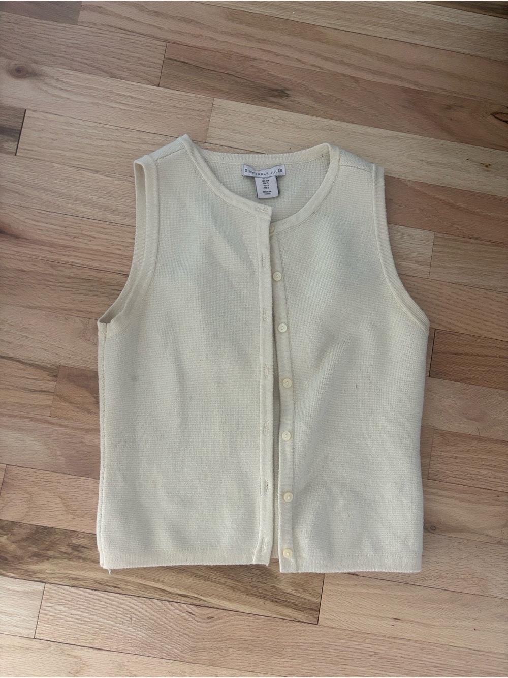 Sleeveless Button-Front Knit Top - Pale Yellow Sincerely Jules